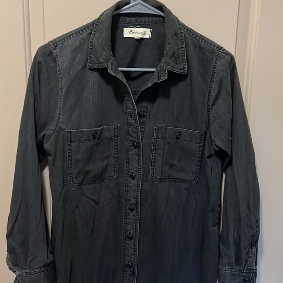 Gorgeous Madewell Black Denim Shirtdress Small Excellent Condition - Picture 3 of 8